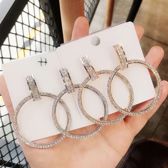 kaitin Jewelry - 2 pair of hoop drop oversized round earrings